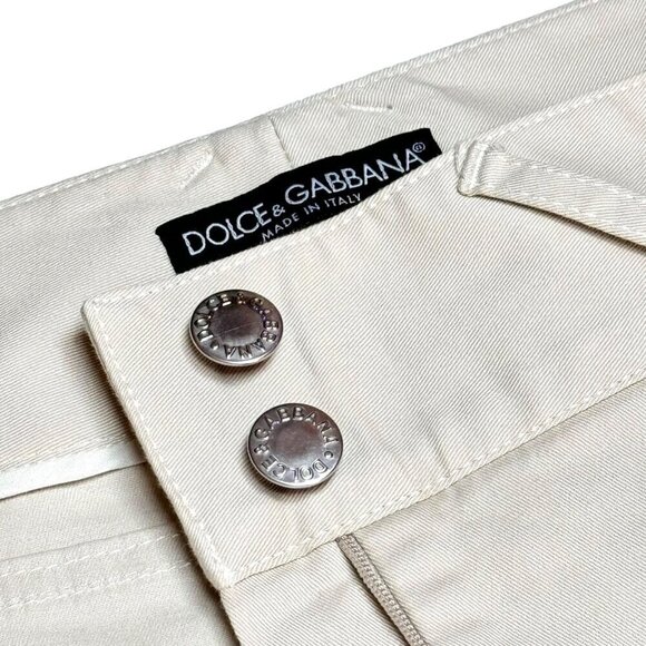 Dolce & Gabbana Vintage Cream Cotton Twill Mid-Rise Slacks Pants Sz. 8 - Picture 7 of 16